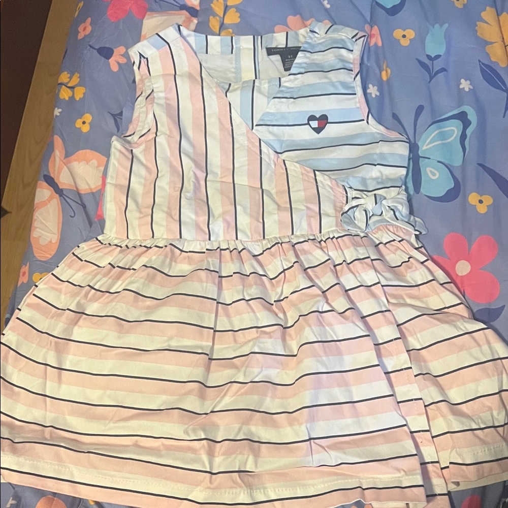 Tommy Hilfiger Pink and Blue Striped Kids Dress